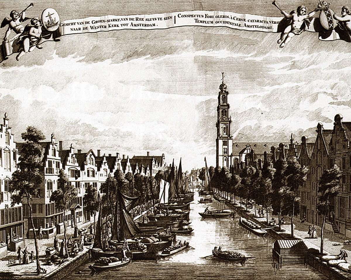 A drawing depicting a serene canal scene with boats and people enjoying the picturesque surroundings.
